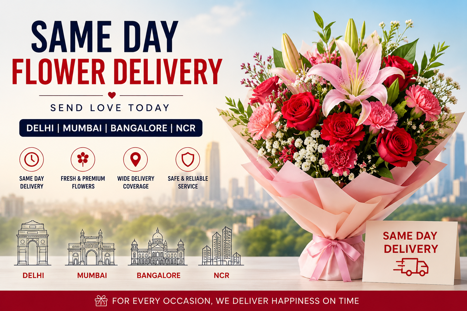 Same Day Flower Delivery in Delhi, Mumbai, Bangalore & NCR: Complete Guide for Every Occasion
