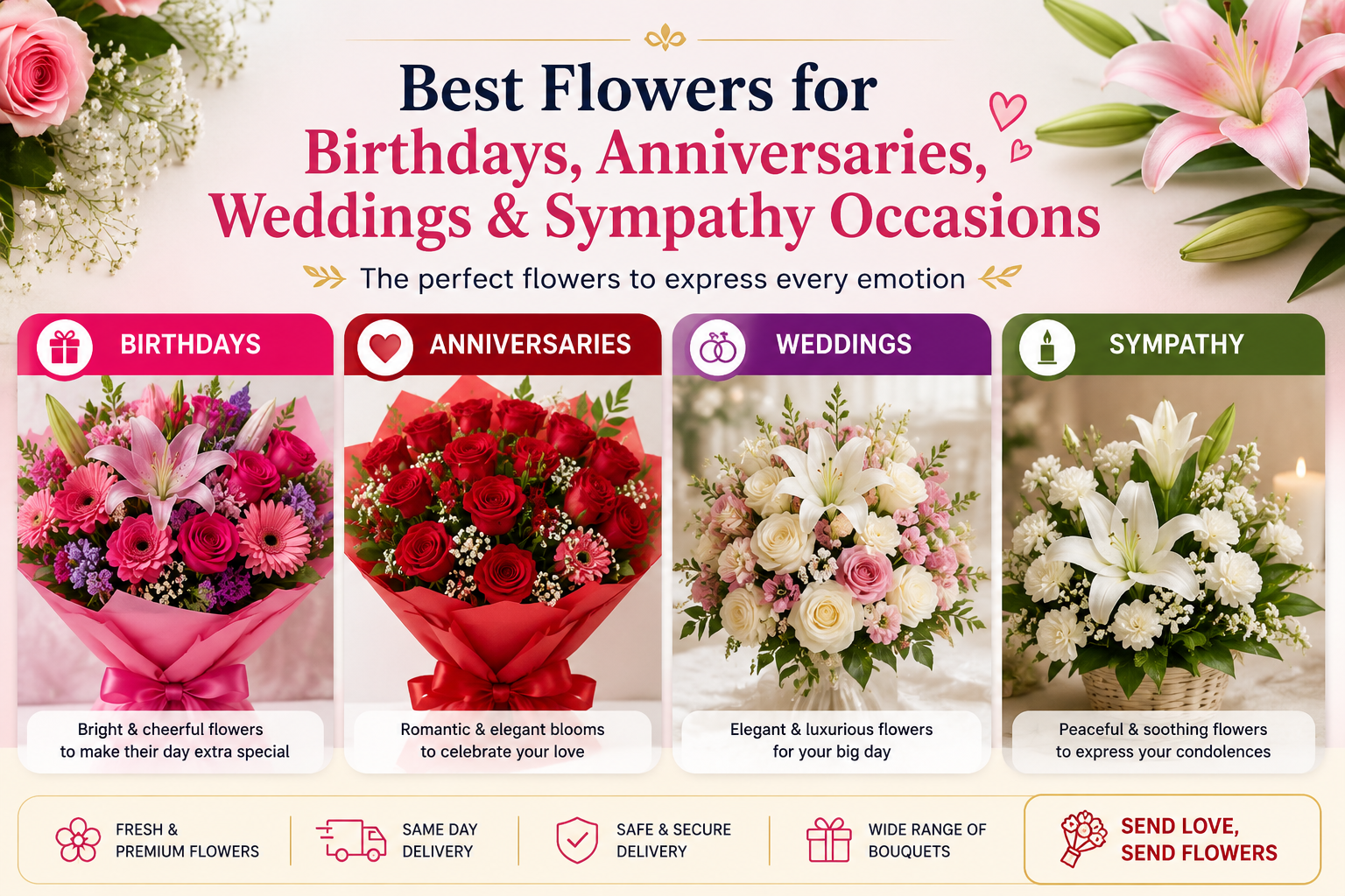 Best Flowers for Birthdays, Anniversaries, Weddings & Sympathy Occasions in India