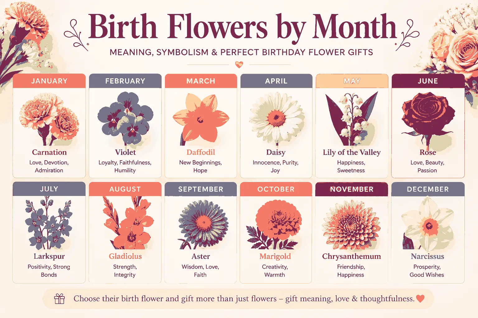 Birth Flowers by Month: Meaning, Symbolism & Perfect Birthday Flower Gifts