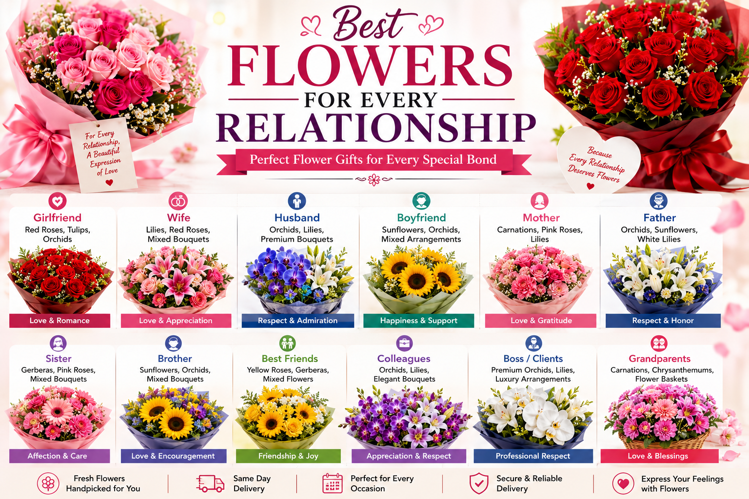 Best Flowers for Every Relationship: A Complete Guide to Meaningful Flower Gifting