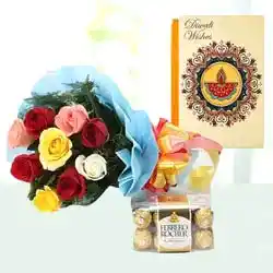 Diwali Gifts - Diwali Flowers N Chocolates