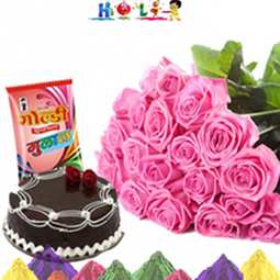Holi Gifts - Holi Gifts Flowers N Cake