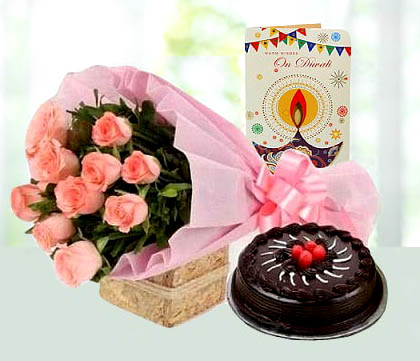 Diwali Flowers and Cake