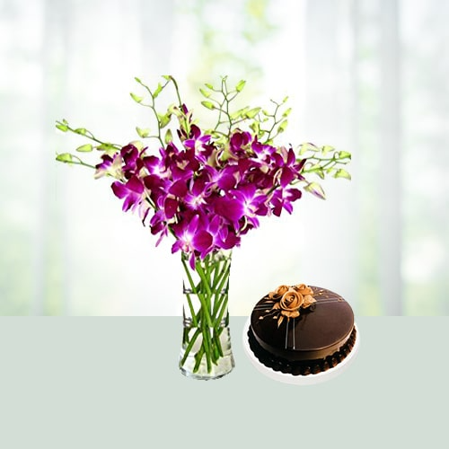 Orchids with Cake Combo