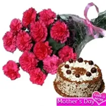 Pink Carnations with Cake combo