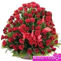 100 Red Roses Basket