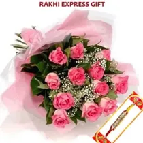 Pink Roses with Rakhi Sameday