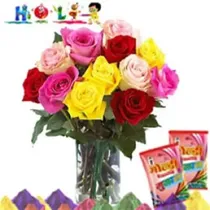 Colorful Roses On Holi