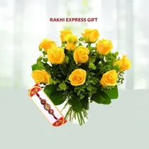 Rakhi With Yellow Roses