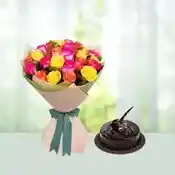 Rose Flowers Cake Combo