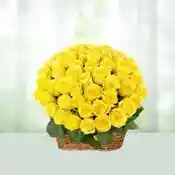 100 Yellow Rose Basket