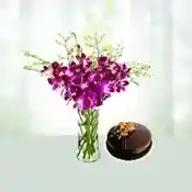 Orchids with Cake Combo