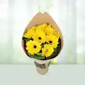 8 Yellow Gerbera Flowers Bouquet