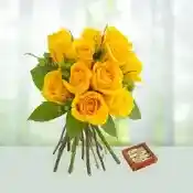 Yellow Roses with Kaju Sweets