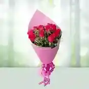 10 Pink Roses Flowers Bouquet