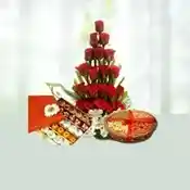 Flowers with Dryfruits and Sweets