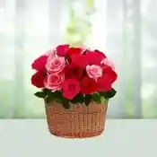 Pink n red rose basket