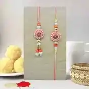 Rakhi for Brother and Bhabhi with Card and Roli Chawal