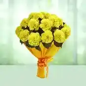 Flowers Bouquet of 12 Yellow Carnation