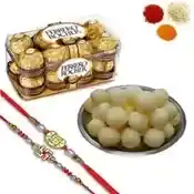 Rakhi with Ferrero Rocher N Rasgulla