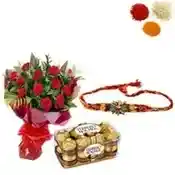Rakhi with Ferrero Rocher and Red Roses
