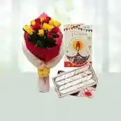 Roses with Kaju Katli on Diwali