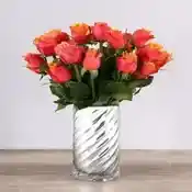 Cherry Brandy Roses in a Twirl Vase