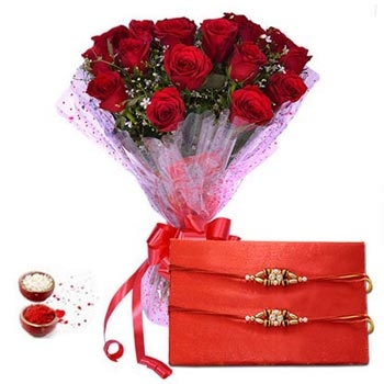 Rakhi with Red Roses 