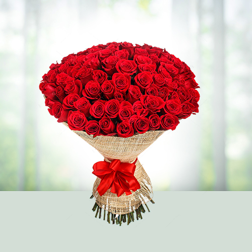 Special 100 Red Roses Flowers Bouquet 