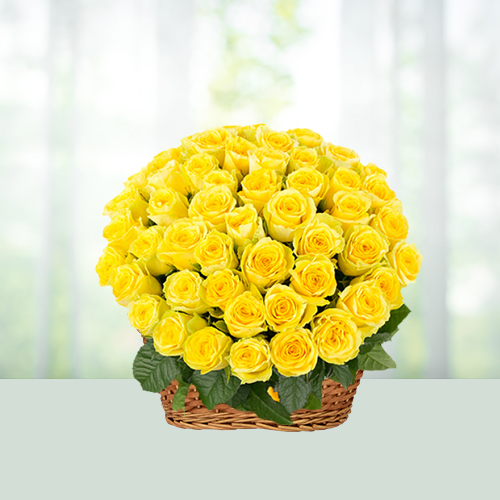 100 Yellow Rose Basket