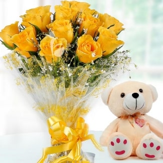 Order Yellow Roses Flowers Bouquet Online