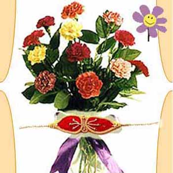 Order Rakhi with Mixed Roses to India Online