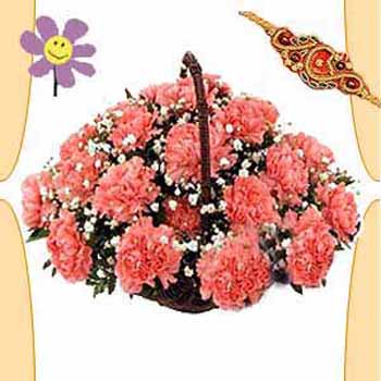 Rakhi With Flowers Basket to India Delivery