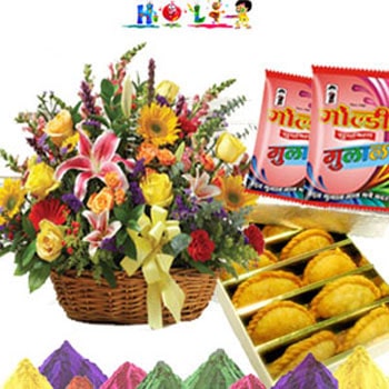 Holi Gujjias with Fresh Flowers 