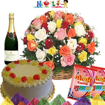 Holi Champane Flower Combo