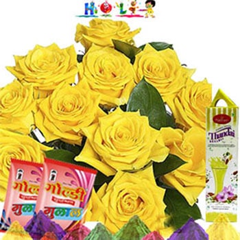 Yellow Roses N Thandai-Holi 