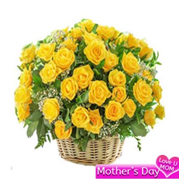 Basket of 50 yellow roses 