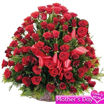 100 Red Roses Basket