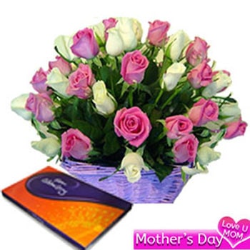 Order Basket of Roses with Chocolate Online