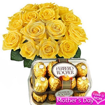 Yellow Roses with Ferrero