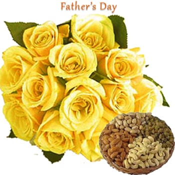 Yellow Roses with Dryfruits