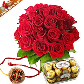 Rakhi Red Roses with Ferrero Treat