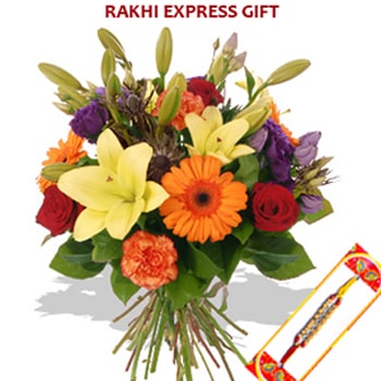 Rakhi with Seasonal Flower Sameday