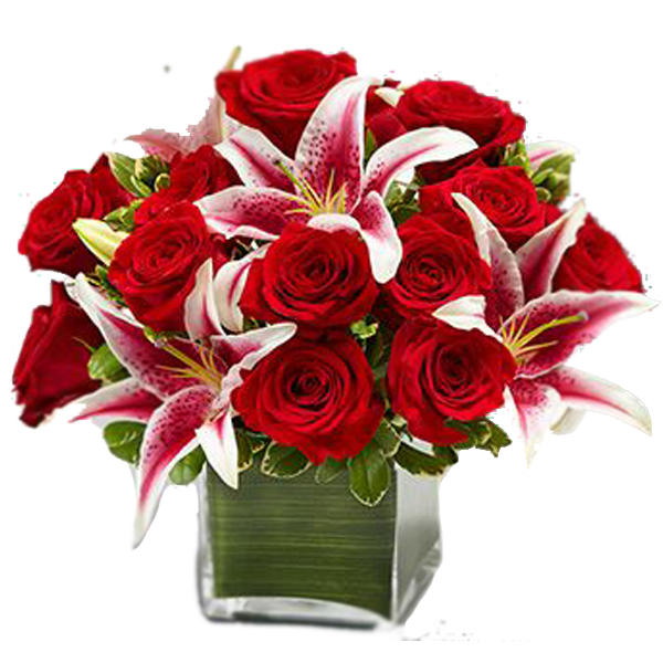 US-Rose-Lilly Cube Bouquet 