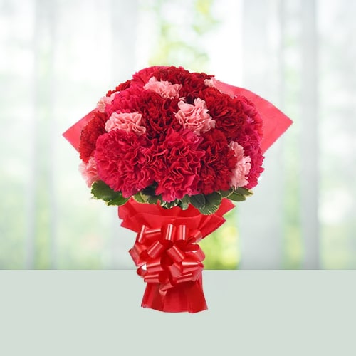 Order Flowers Bouquet of Red and Pink Carnations Online