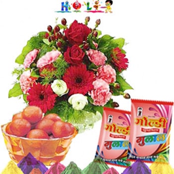 Holi Flowers with Gulab Jamun
