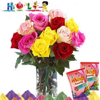 Colorful Roses On Holi 