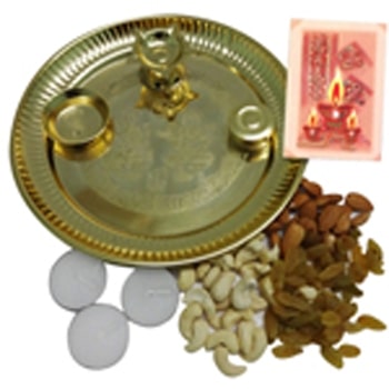 Navratri Dryfruits n Golden Pooja Thali Hamper