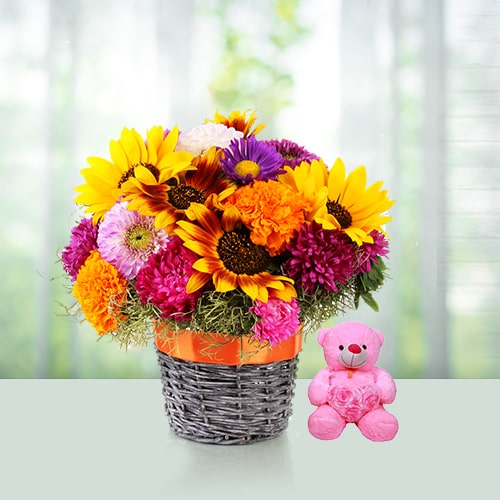 Flower and teddy combo