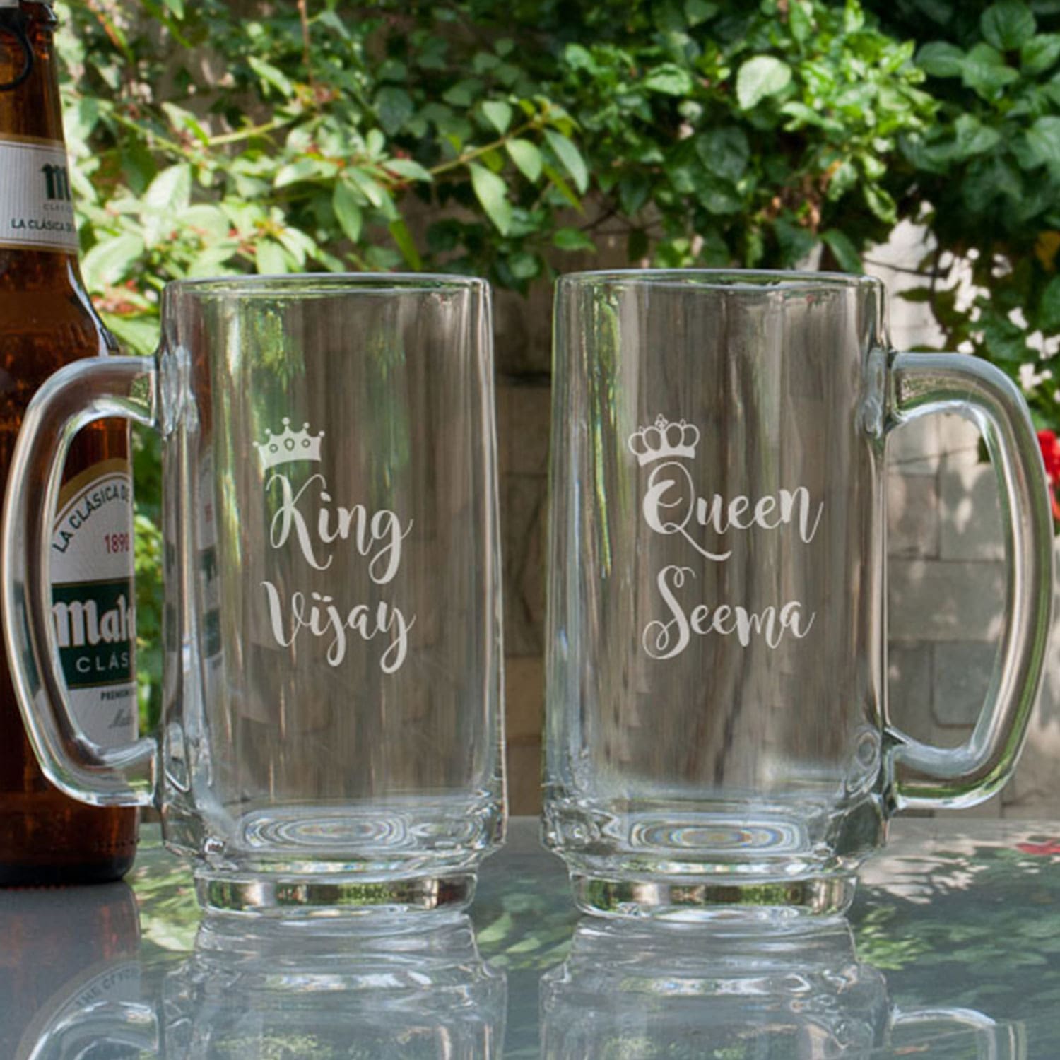 King and Queen Personalized Gift Beer Mugs